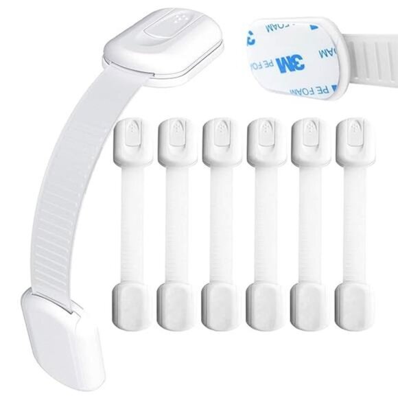 Baby Safety Locks |  3M Adhesive with Adjustable Strap (16-Pack, White) - Picture 2 of 2